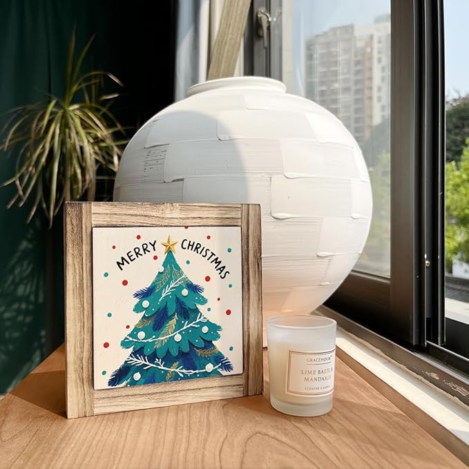 Modern Farmhouse Christmas Decor, Christmas Tree Decors, Decorative Wooden Block Sign, Rustic Home Office Decor, Cafe Shop Decors, Shelf Table Decoration, Merry Xmas Gifts