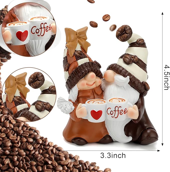 Coffee Gnomes Coffee Bar Decor Accessories Spring Summer Gnome Decorations Gifts Fall Gnomes Decorations for Home Tiered Tray Table Ornaments Indoor