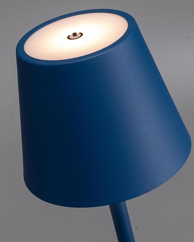 KDG 2 Pack Cordless Table Lamp,Portable LED Desk Lamp, 4000mAh Battery Operated, 3 Color Stepless Dimming Up, for Restaurant/Bedroom/Bars/Outdoor Party/Camping/Coffee Shop Night Light(Blue)