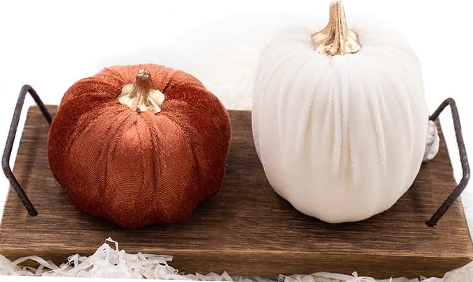 18 PCS Velvet Pumpkins for Fall Table Decor, Artificial Pumpkins, Faux Fake Pumpkin Home Decorations for Autumn Harvest, Thanksgiving, Wedding, Halloween, Table Centerpieces (Multi-Color Velvet)