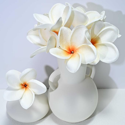 Birthday Gifts for Women 10pcs Gradient Orange Flowers PU Real Touch Flowers Hawaiian Plumeria Frangipani Artificial Flowers for DIY Birthday Gifts Wedding Gifts Home Decor Table Centerpiece