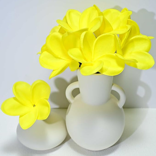 Birthday Gifts for Women 10pcs Yellow Flowers PU Real Touch Flowers Hawaiian Plumeria Frangipani Artificial Flowers for DIY Birthday Gifts Wedding Gifts Home Decor Table Centerpiece