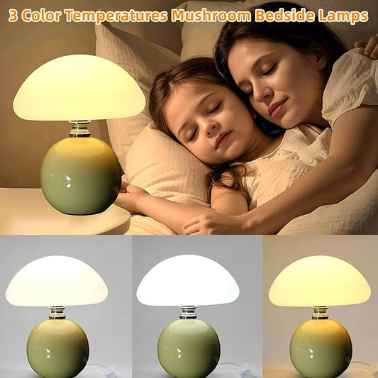 Mushroom Lamp for Bedroom Living Room,Mushroom Table Lamps for Bedside Night Stands,3 Color Temperature Desk Small Table Lamp,Cute Mini Modern Night Light Lamp,Unique Home Decoration