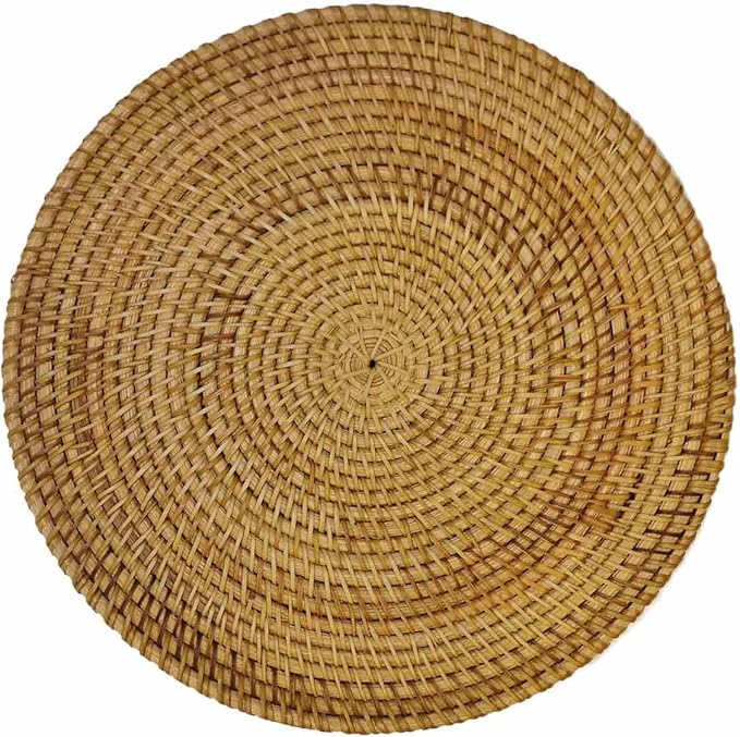 Hand Woven Rattan Serving Basket 11 inch - Round Platter for Fruit, Snacks, Appetizers, Bread, Breakfast, BBQs, Parties - Decorative Tray for Living Room, Kitchen, Dining Decor (Large)