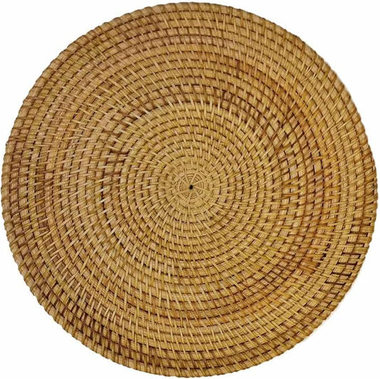 Hand Woven Rattan Serving Basket 11 inch - Round Platter for Fruit, Snacks, Appetizers, Bread, Breakfast, BBQs, Parties - Decorative Tray for Living Room, Kitchen, Dining Decor (Large)