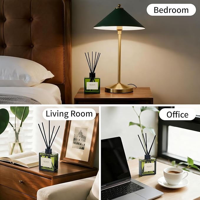 Reed Diffuser, 4 oz Jasmine Lily Scent Diffuser with 7 Sticks, 90 Days Long Lasting Reed diffusers for Home, Elegant Fragrance for Bathroom Bedroom Office Decor, Air Fresh