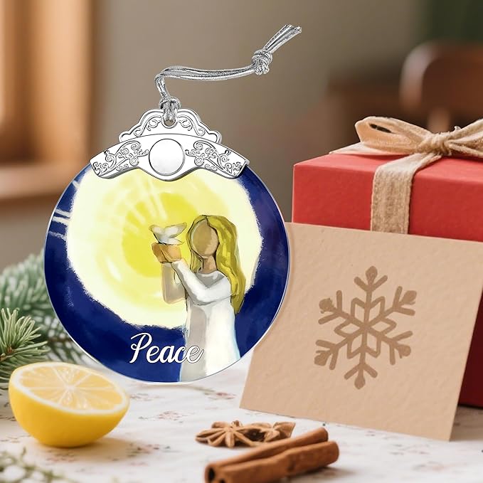 Stained Glass Ornament, Peace Angel Christmas Ornaments, Christmas Decorations for Tree, Holiday Ornament, Holiday Party Gifts, Gift Ideas & Xmas Gift - Peace Angel