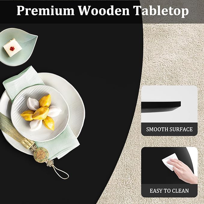 27.5" Small Round Dining Table, Modern Tulip Style Table for 1-2 People, Space-Saving Table for Dining Room, Kitchen, or Cafe, Black Pedestal Base