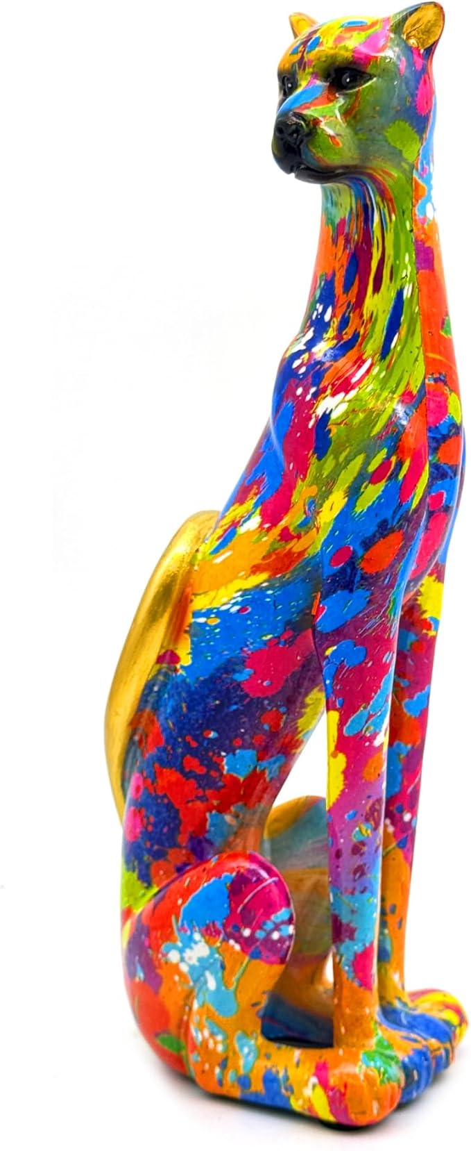 Colorful Leopard Statue Art Figurine Sculpture Collectible Gifts for Leopard Lover Office Home Decor Desk Accessories Decoration Garden Figurines Outdoor Decor (Color H)