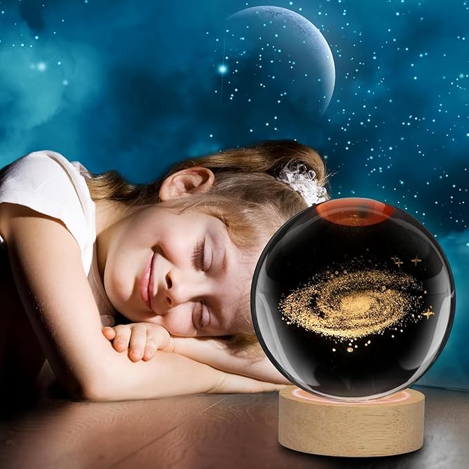 3D Celestial Balls Lamp Galaxy Crystal Ball Lamp with Remote Control, Galaxy System Model Decor Science Astronomy Gifts God Bless The World Easter Religious Space Gifts Decor