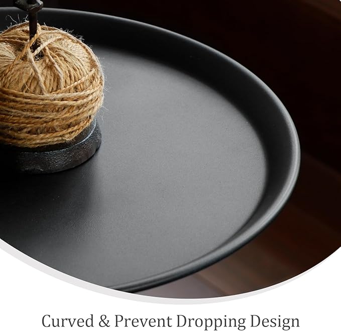 MSOBAIW Round Side Table Small Pedestal Table, Modern Circle Accent End Tables Living Room, Black Minimalist Drink Martini Tables for Small Spaces