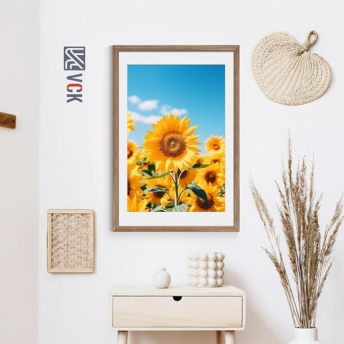 VCK 24x36 Poster Frame 2 Pack - Walnut, High-End Wood Picture Frames with Polished Plexiglass, Display 20x30 Photo with Mat or 24x36 without Mat, Art Gallery-Quality, Wall Hanging, Walnut