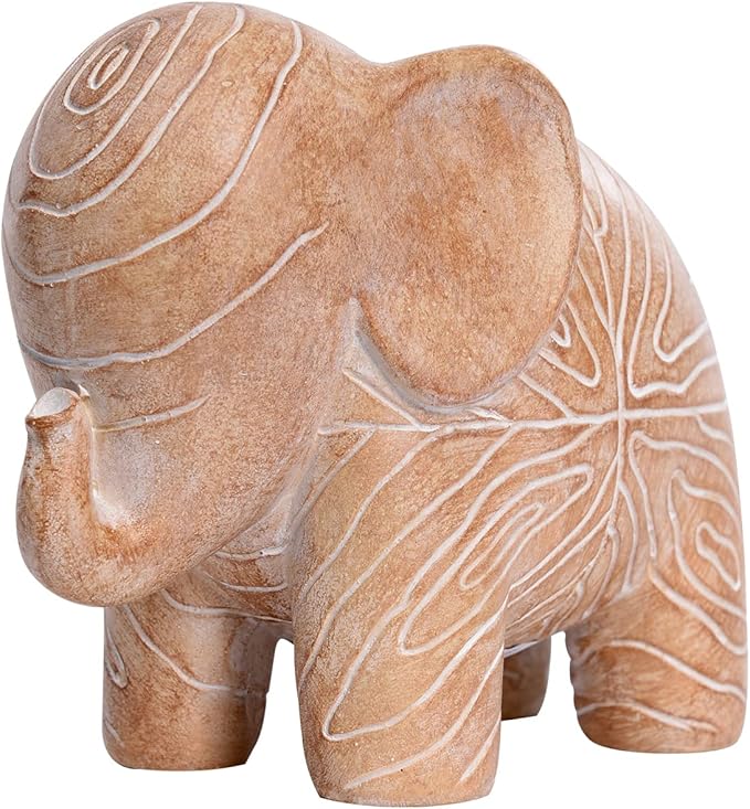 Elephant Statue, African Animal Decor, Wooden Elephant Gift for Women, Boho Decor for Living Room, Shelf, Office（1Pack, Small ）