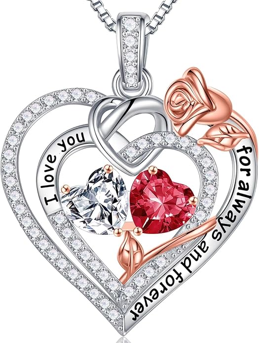 Iefil Christmas Gifts for Wife Women - 925 Sterling Silver Double Birthstone Necklace, Anniversary Birthday Gifts for Women, Jewelry Gift for Wife Girlfriend Mom Her