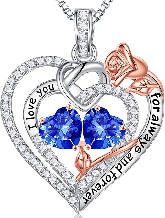 Iefil Christmas Gifts for Wife Women - 925 Sterling Silver Double Birthstone Necklace, Anniversary Birthday Gifts for Women, Jewelry Gift for Wife Girlfriend Mom Her