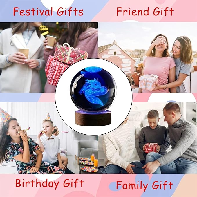 Axolotl lamp,3.15 inch 3D K9 Crystal Ball Axolotl Night Light with Wooden Base,16 Colors Change,Remote Control,Birthday Christmas Axolotl Gift