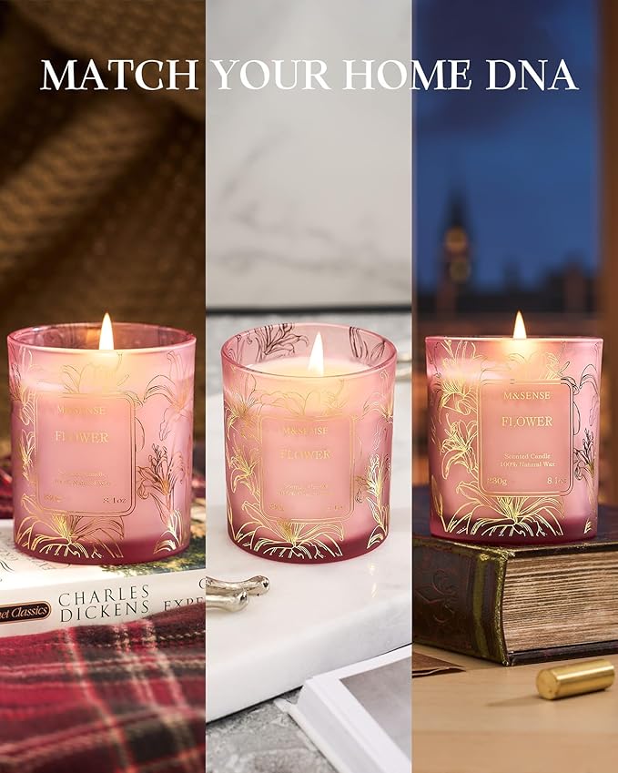 M&SENSE Ocean Scented Candles,Vegan Soy Candles,8.1oz 42-Hour Slow Burning Time,No Toxin Subtle Scented Home Fragrance for Summer Bathtub Aromatherapy Calming,Gifts for Women & Men