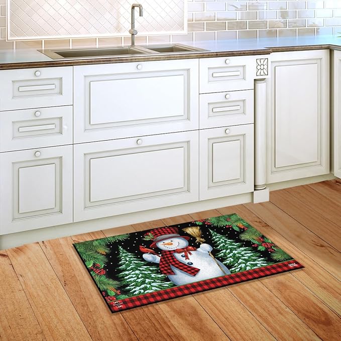 Briarwood Lane Red Checkered Snowman Winter Doormat