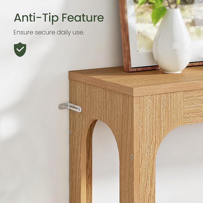 47.2" Long Console Table, Entryway Table, Hallway Table, 2-Tier Behind Couch Table, Corridor Decor Stand, Narrow Rectangular with Storage for Living Room, Entry, Hallway, Light Walnut MXG03NL