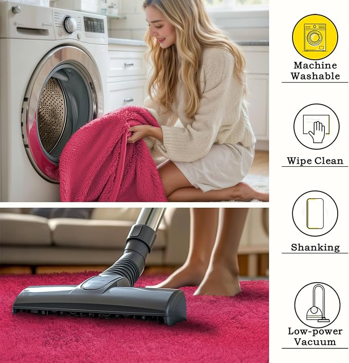 Rugs for Living Room 5x8, Alfombras para Salas Shag Large Plush Soft Area Rug, Shaggy Carpets for Bedroom, Kids Boys Girls Home Decor Aesthetic(Hot Pink, 5 x 8)