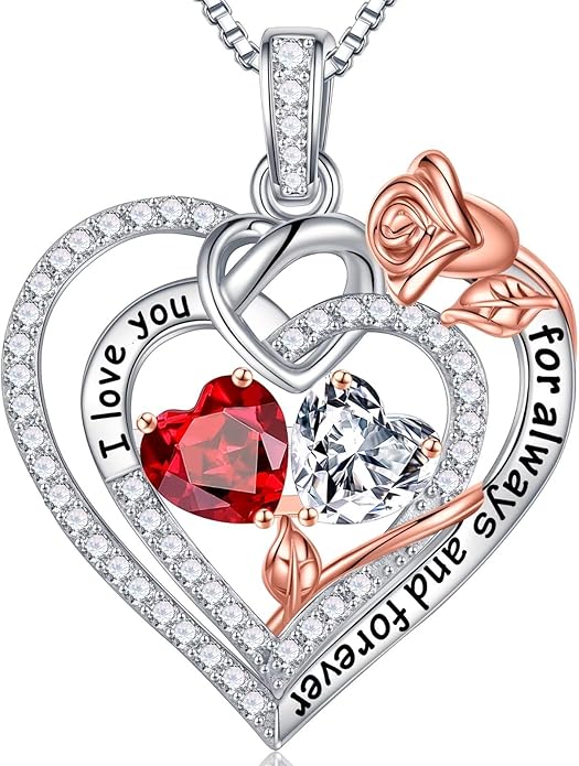 Iefil Christmas Gifts for Wife Women - 925 Sterling Silver Double Birthstone Necklace, Anniversary Birthday Gifts for Women, Jewelry Gift for Wife Girlfriend Mom Her