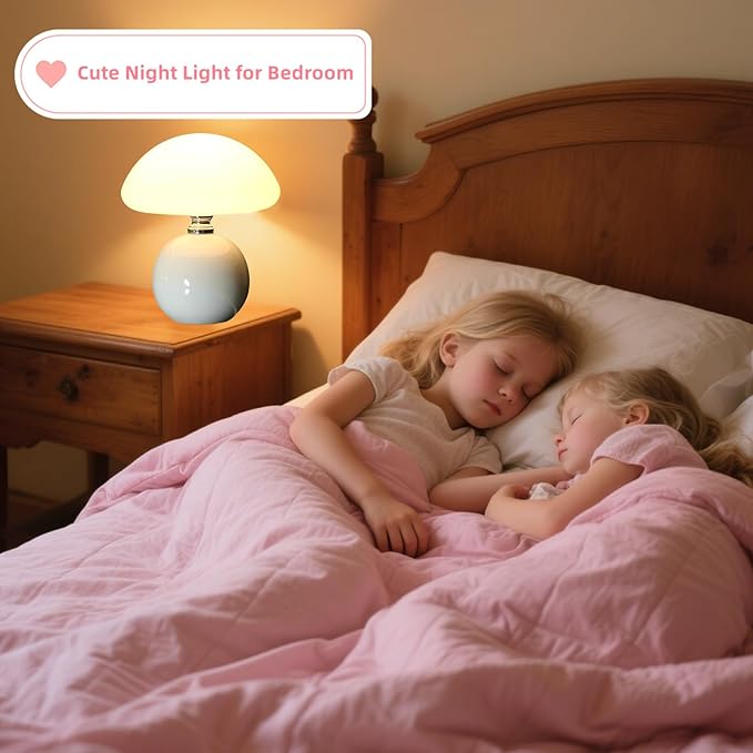 Mushroom Lamp for Bedroom Living Room,Mushroom Table Lamps for Bedside Night Stands,3 Color Temperature Desk Small Table Lamp,Cute Mini Modern Night Light Lamp,Unique Home Decoration