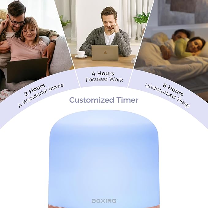 BOXING 300ML Essential Oil Diffuser, Diffusers for Home&Large Room, Aromatherapy Diffuser with 7 Colors Night Light Perfect for Bedroom Baby, Stepless Knob Control,Timer,Quiet,Auto Shut Off,White&Wood