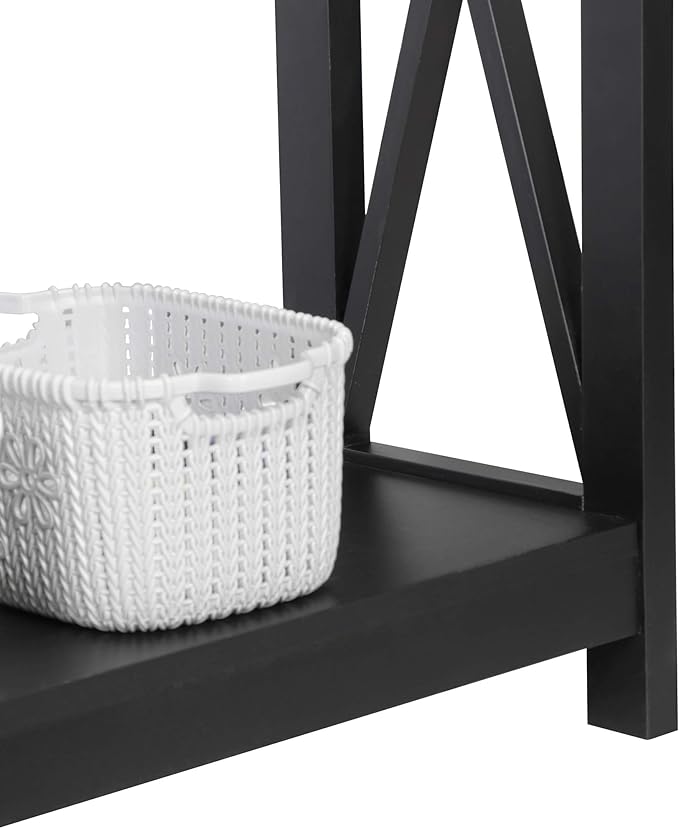 ZenStyle Sofa Side Console Table with 2 Storage Shelves Narrow Accent Table for Entryway/Hallway/Living Room, 39.3in L x 11.8in W x 31.6in H, Black