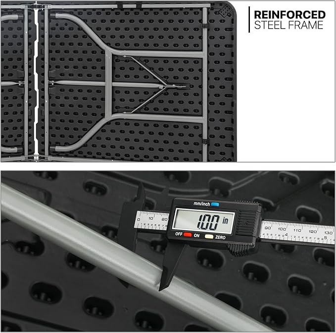 MoNiBloom 6Ft Folding Table, Heavy Duty Portable Plastic Dining Tables Fold in Half Indoor Outdoor Desk w/Handle, Lock for Camping Picnic Party, Black