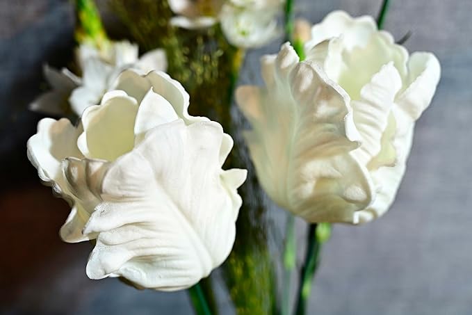 8pcs White Flowers PU Real Touch Flowers Wedding Bouquets Artificial Flowers for Decoration DIY Floral Gifts Cake Topper Home Office Table Decor Farmhouse Table Centerpiece Decorations