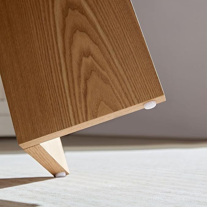 39.37'' Oval Coffee Table for Living Room, MDF Coffee Table Center Table for Bedroom, Modern Coffee Table End Table Side Table Accent Tea Table with Sturdy Pedestal for Apartment Office, Oak