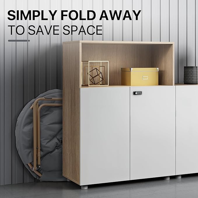 Athena Collection Comfy Saucer Chair Folding Cozy Chair for Bed Room Living Room Accent Chair Faux Fur Reading Chair Foldable Metal Frame Lazy Chair Moon Chair for Adult, Grey