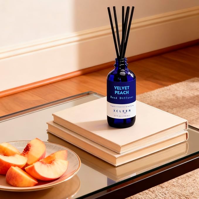 Reed Diffuser Set, Velvet Peach Scent Fragrance Oil Diffuser, Reed Diffusers for Home, Bathroom Air Fresheners & Decor