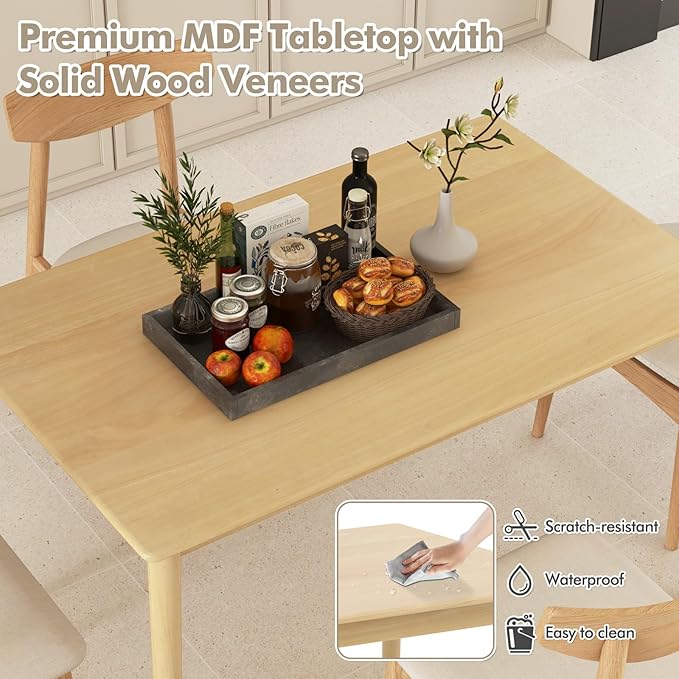 Giantex 48-Inch Dining Table with Rubber Wood Legs, 220 LBS Capacity, Farmhouse Rectangular Dinette Table for Dinner, Small Space, Apartment, Dining Room Table, Kitchen, Natural