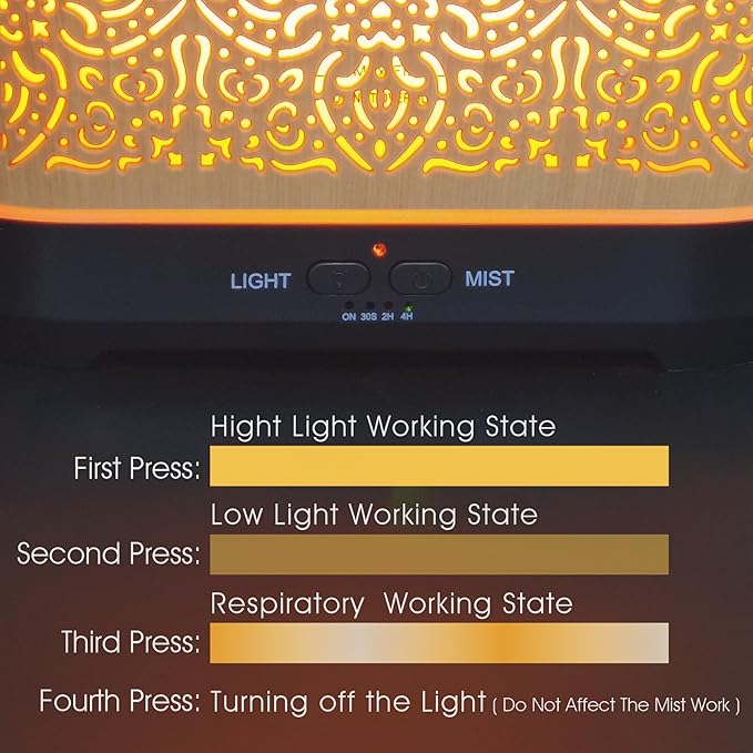 Earnest Living Essential Oil Diffuser Classic Flame Diffuser 200ml Timers Night Lights and Auto Off Function Home Office Humidifier Aromatherapy Diffusers for Essential Oils Wood