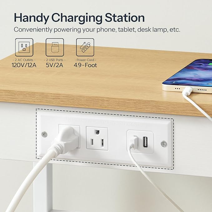 HOOBRO Side Table with Charging Station and USB Ports, Small End Table for Small Space, 3-Tier Nightstand with Adjustable Shelf, for Living Room, Bedroom and Balcony, Natural and White WN112BZ01