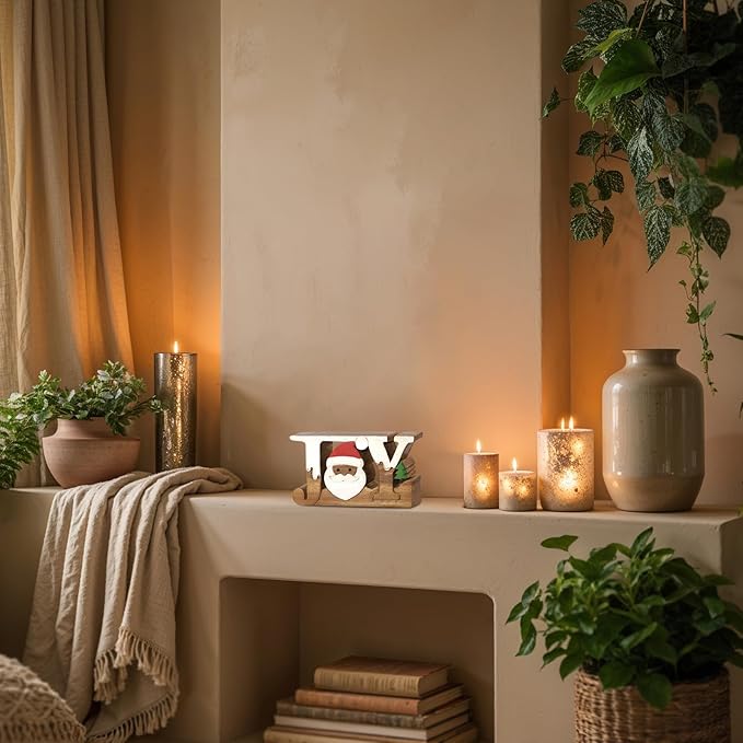 Decozen Living Room Decor: Handcrafted Joy Sign Letters Centerpiece - Bedroom, Indoor Coffee Table, House, Dining Room, Farmhouse & Kitchen Decor, Housewarming Gifts and Accessories - Solid Wood