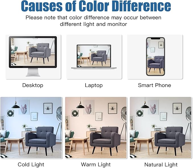 Giantex Upholstered Accent Chair Set of 2, Modern Mid Century Linen Fabric Living Room Chair with Arms, Max Load 265 Lbs, Comfy Tufted Single Sofa for Reading, Bedroom, Office, Club, Grey