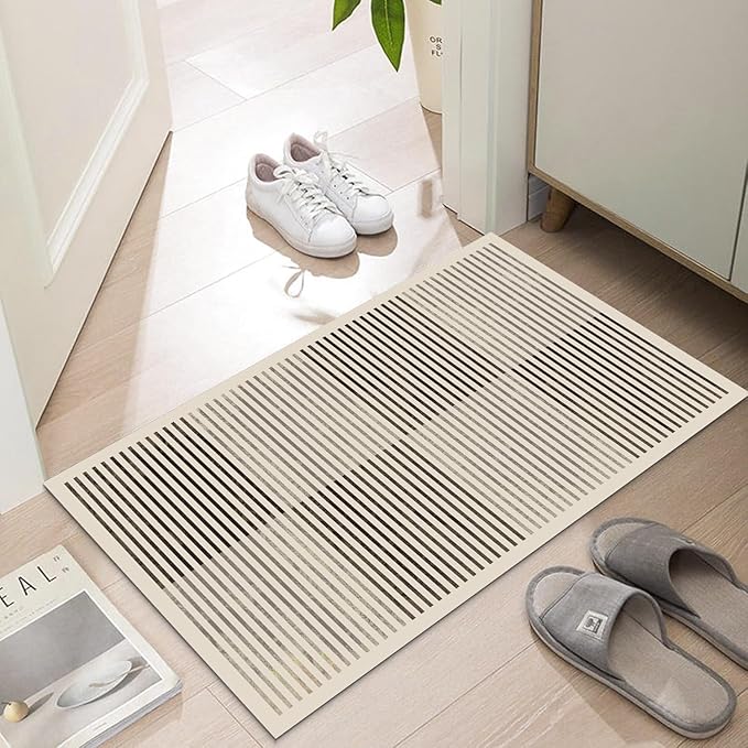 Ultra Thin Door Mat Indoor Entrance, 1/10 in Thin Door Mats for Inside Entry, Non-Slip Rubber Backing Washable Doormat, Fade Resistant, Absorbent, Low Profile Dirt Trapper, 35"X24"