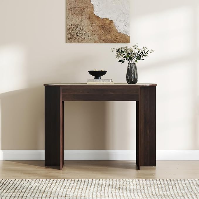 HEAH-YO Modern Console Table, Wooden Sofa Table with Narrow Countertop, 43.3" Entryway Tables for Hallway Entrance Living Room, Walnut Color
