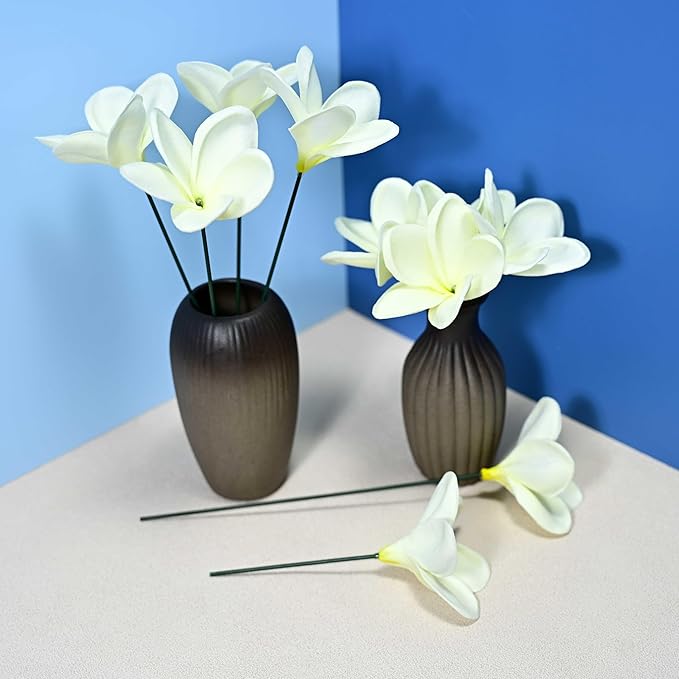 Birthday Gifts for Women 10pcs Warm White Flowers PU Real Touch Flowers Hawaiian Plumeria Frangipani Artificial Flowers for DIY Birthday Gifts Wedding Gifts Home Decor Table Centerpiece
