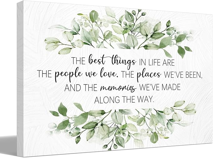 BIWSHA Inspirational The Best Things Quotes Canvas Wall Art Prints Decor for Home Bathroom Bedroom Living Room Office，Positive Themed Paintings Art Decor 16x24 Inches，Green Plants Art Gifts