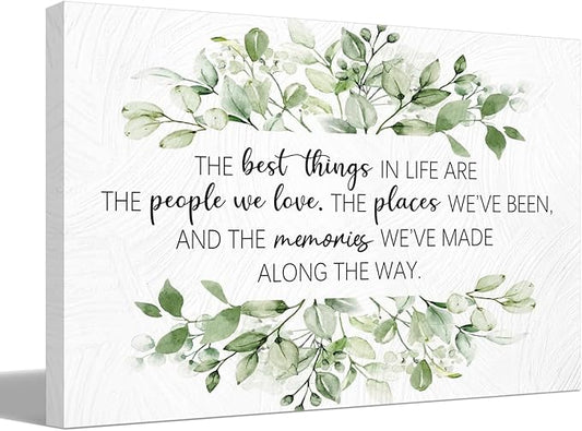 BIWSHA Inspirational The Best Things Quotes Canvas Wall Art Prints Decor for Home Bathroom Bedroom Living Room Office，Positive Themed Paintings Art Decor 16x24 Inches，Green Plants Art Gifts