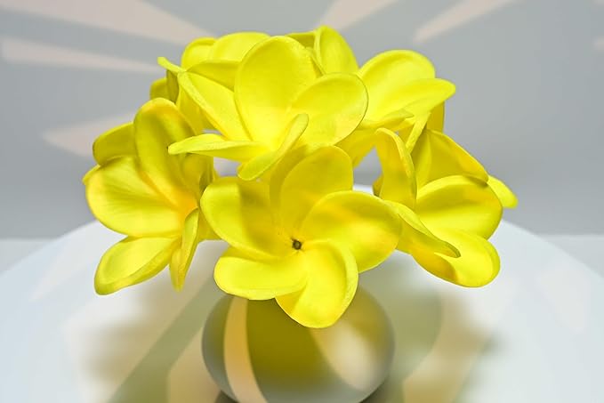 Birthday Gifts for Women 10pcs Yellow Flowers PU Real Touch Flowers Hawaiian Plumeria Frangipani Artificial Flowers for DIY Birthday Gifts Wedding Gifts Home Decor Table Centerpiece