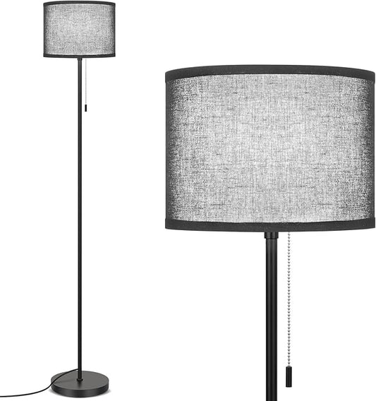 FOLKSMATE Floor Lamp for Living Room, LED Modern Simple Standing Lamp, Black Tall Lamps for Bedroom, Living Room, Office, Kids Room and Reading, Minimalist Pole Lamp with Shade, Without Bulb
