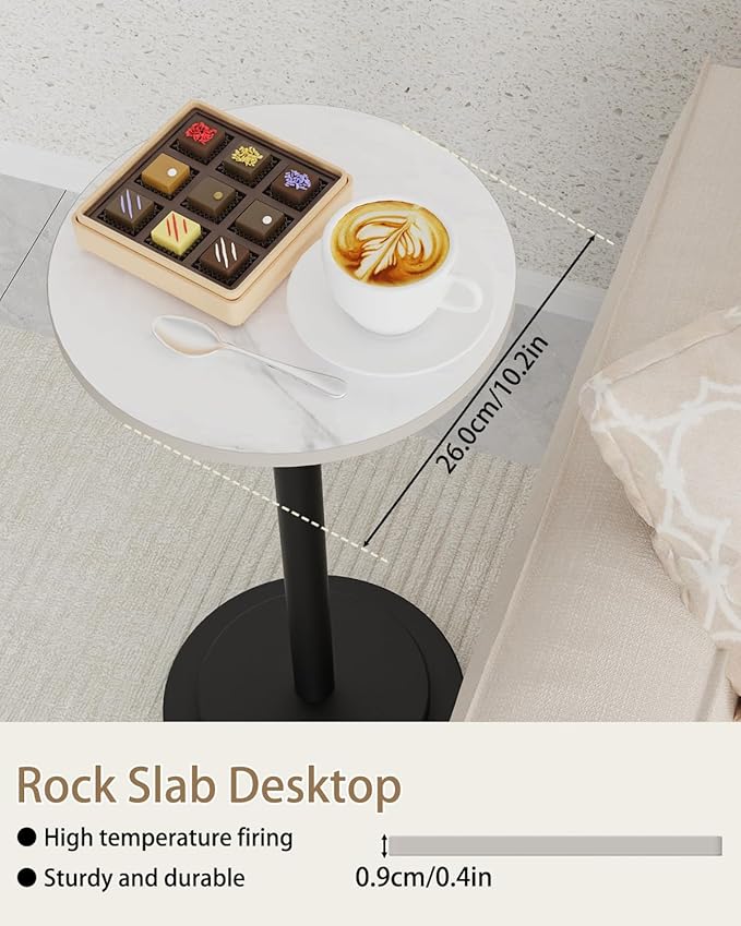 Height Adjustable Drink Table, Vintage Round Indoor Metal Plant Stand, for Small Spaces, Living Room, Bedroom, Cocktail, 1 Pack, White, GBZ001CW-1