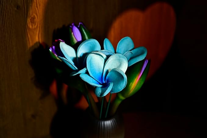 Birthday Gifts for Women 10pcs Gradient Turquoise Flowers PU Real Touch Flowers Hawaiian Plumeria Frangipani Artificial Flowers for DIY Birthday Gifts Wedding Gifts Home Decor Table Centerpiece