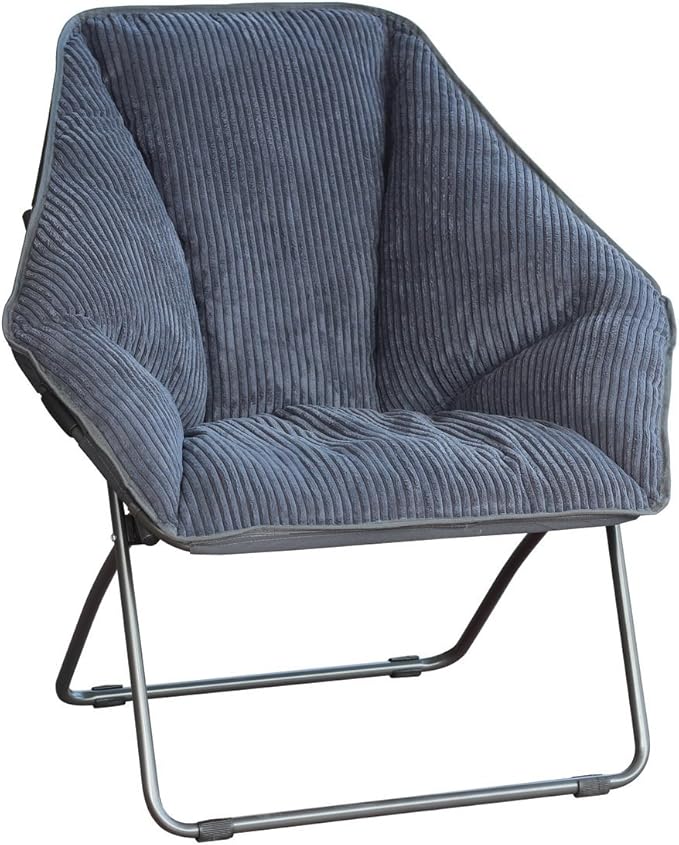 Zenithen Limited Hexagon Folding Dish Corduroy Chair, Perfect for Dorm Rooms, Bed Rooms, Accent Chairs, Reading, Studying, Gaming, Journaling and Lounging, Gray (Pack of 1)