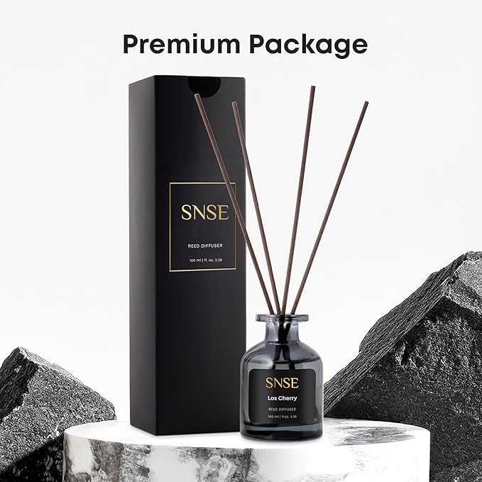 SNSE Los Cherry Reed Diffuser Set - Premium Reed Diffusers for Home with Diffuser Reeds, Luxurious Gift Aroma, Sophisticated Scent, Ideal for Relaxation, Elegant Home Fragrance