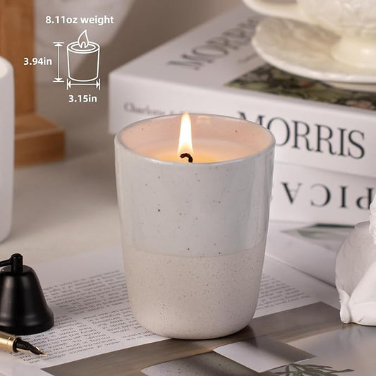 Scented Candle, 8oz Soy Candles, Red Rose Scented White Candles for Women & Men, Long-Lasting Aromatherapy Jar Candle Wax for Home, Bathroom, Non Toxic Candle Gift (Ceramic Cup 18)